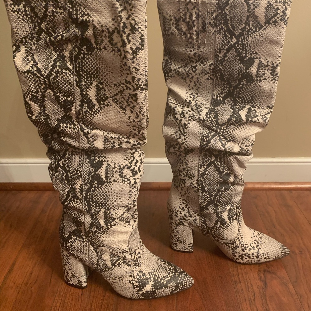Leather Snake Print Boots